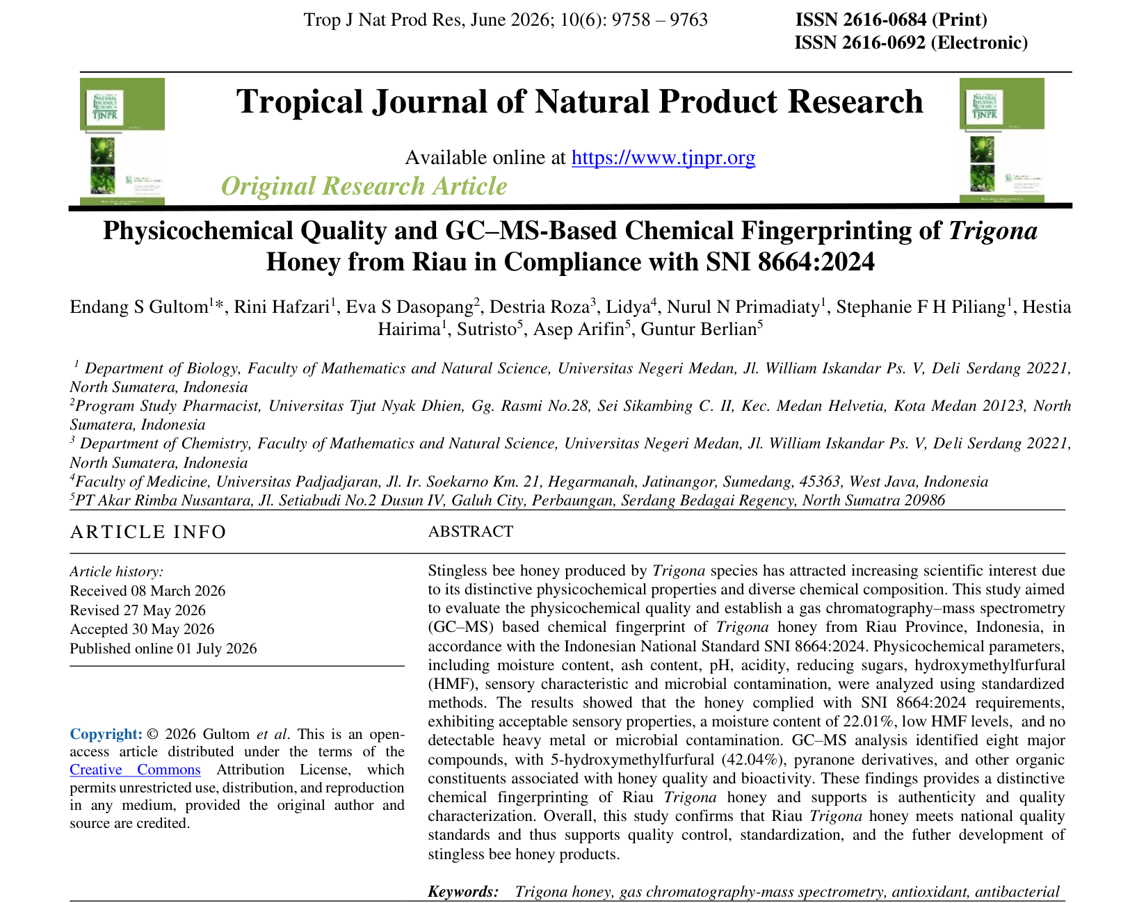 Jurnal Madu Trigona Riau Gambar Laman 1 Crop
